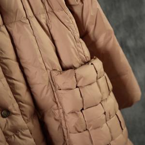 Mid-Calf Khaki Down Coat Oversized Asymmetrical Coat
