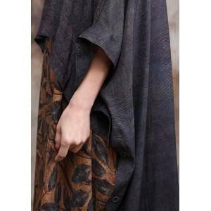 Double Layer Printed Modest Dress Half Sleeve Plus Size Long Frock