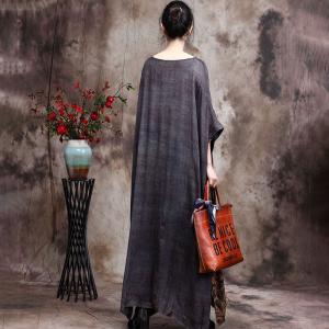 Double Layer Printed Modest Dress Half Sleeve Plus Size Long Frock