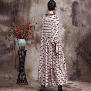 Lace Collar Small Dotted Dress Trumpet Sleeve Elegant Dress