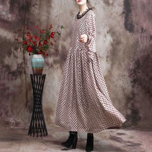 Lace Collar Small Dotted Dress Trumpet Sleeve Elegant Dress