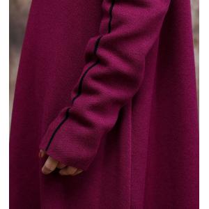 Contrast Color Mock Neck Loose Dress Plain Relax-Fit Dress