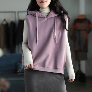 Plus Size Fleece Lining Warm Hoodie Cotton Vest Sweatshirt