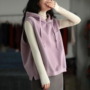 Plus Size Fleece Lining Warm Hoodie Cotton Vest Sweatshirt