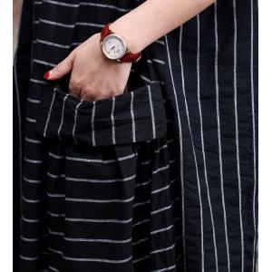 Spring Black Striped Dress Cotton Linen Loose Camisole Dress