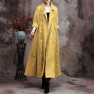 Peter Pan Collar Plus Size Trench Coat Solid Color Lace Overcoat