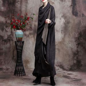 Spring Designer Draped Collar Dress Cocoon Wrap Dress