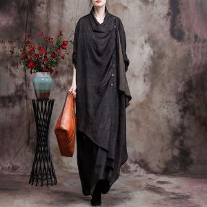 Spring Designer Draped Collar Dress Cocoon Wrap Dress