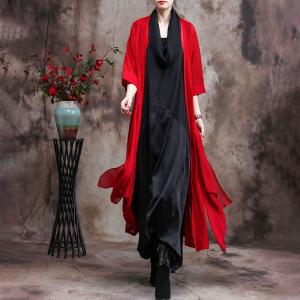 3/4 Sleeves Long Cardigan Plain Asymmetrical Beach Cardigan