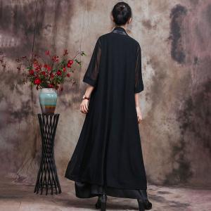 3/4 Sleeves Long Cardigan Plain Asymmetrical Beach Cardigan