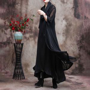3/4 Sleeves Long Cardigan Plain Asymmetrical Beach Cardigan