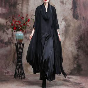 3/4 Sleeves Long Cardigan Plain Asymmetrical Beach Cardigan