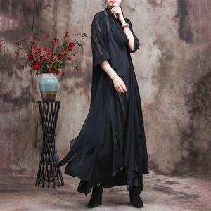 3/4 Sleeves Long Cardigan Plain Asymmetrical Beach Cardigan