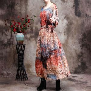Stereo Jacquard Colorful Dress Beautiful Designer Belted Dress