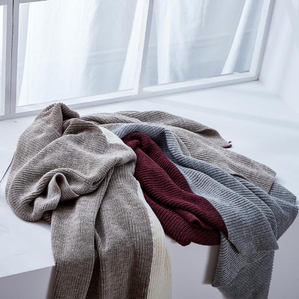Bi-Colored Wool Blanket Sofa Soft Bedding Throw