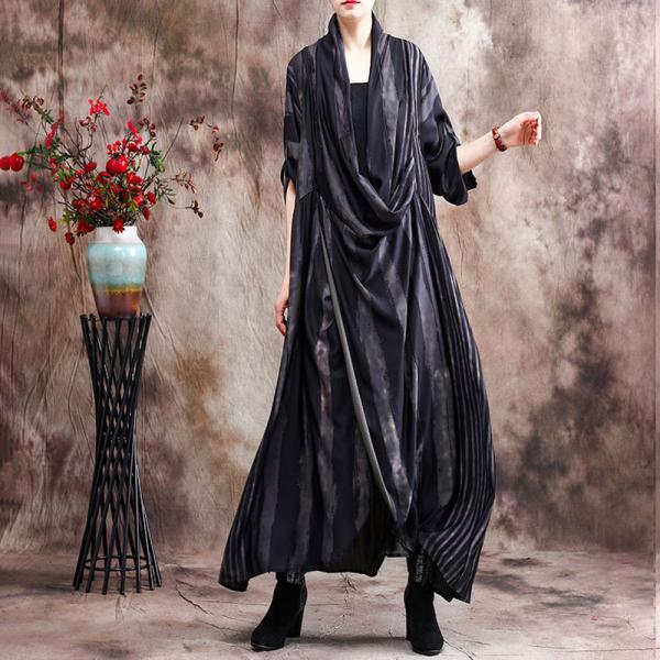 Modest Fashion Draped Collar Maxi Dress Silky Loose Elegant Dress