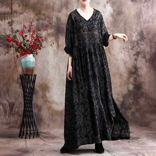Over40 Style Glittering Elegant Dress Black Modest Church Dress