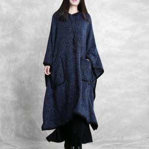 Big  Pockets Long Cape Coat Woolen Large Hooded Kaftan