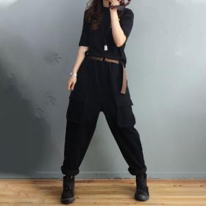 Leisure Style Flap Pocket Fleeced Pants Cotton Relax Fit Cargo Pants