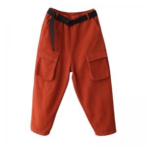 Leisure Style Flap Pocket Fleeced Pants Cotton Relax Fit Cargo Pants