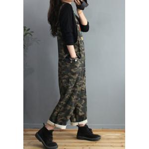 Large Size Womens Camo Overalls Cotton Casual Dungarees