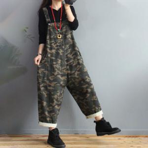 Large Size Womens Camo Overalls Cotton Casual Dungarees