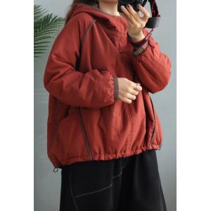 Solid Color Drawstring Plus Size Hoodie Quilted Short Pullover Hoodie