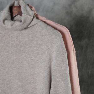 Minimalist Plain Oversized Sweater Wool Blend Turtleneck Top