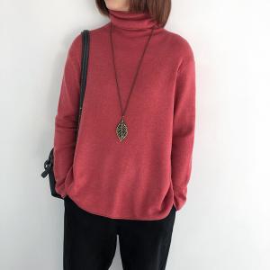 Casual Style Turtleneck Knitwear Comfy Wool Versatile Sweater