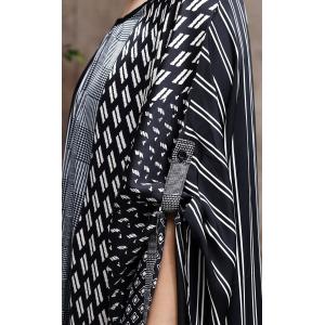 Bat Sleeves Striped Plus Size Caftan Silk Printed Church Dress