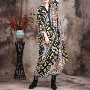 Senior Women Leopard Prints Dress Silky Large Spring Cocoon Dress
