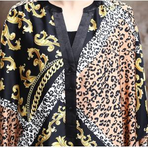 Senior Women Leopard Prints Dress Silky Large Spring Cocoon Dress