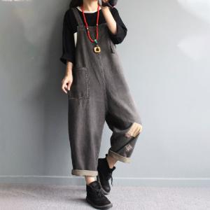 Colored Patchwork Baggy Dungarees Light Wash Bib Overalls