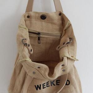 Letter Prints Cotton Linen Small Handbag