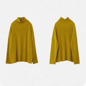 Solid Color Oversized Knit Sweater Cotton Turtleneck Sweater