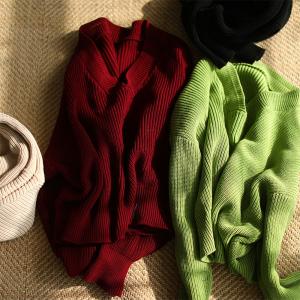 Long Sleeve V-Neck Knitting Clothes Plain Short Sweater
