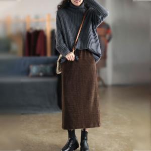 Thick Knitting Turtleneck Sweater Plain Oversized Pullover