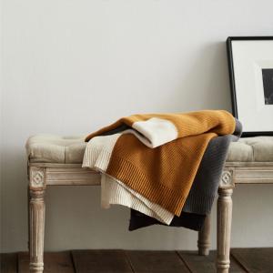 Contrast Colored Knitting Sofa Throw Cotton Modern Warm Blanket