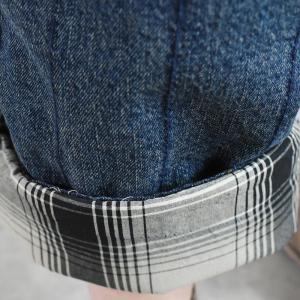 Vertical Striped Baggy Dad Jeans Cotton Quilted Winter Jeans