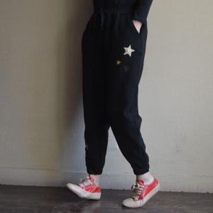 Stars and Letter Embroidery Cotton Pants Fleeced Tapered Pants for Women