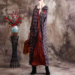 Bat Sleeve Red Silky Moroccan Dress Printed Plus Size Caftan