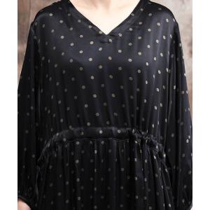 High-Waist Puff Sleeve Belted Dress Black Elegant Dotted Dress