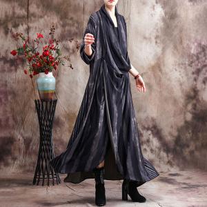 Modest Fashion Draped Collar Maxi Dress Silky Loose Elegant Dress