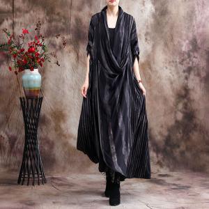 Modest Fashion Draped Collar Maxi Dress Silky Loose Elegant Dress
