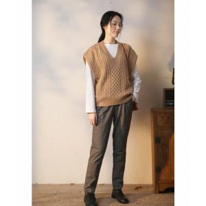 V-Neck Unisex Tank Sweater Cable Knit Sheep Wool Vest
