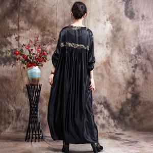 Empire Waist V-Neck Korean Dress Silk Comfy Modest Clothing
