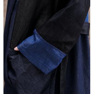 Front Cross Blue Denim Maxi Dress Belted Loose Wrap Dress