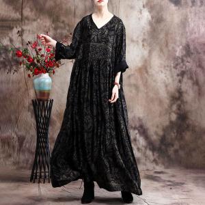 Over40 Style Glittering Elegant Dress Black Modest Church Dress