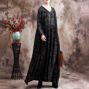 Over40 Style Glittering Elegant Dress Black Modest Church Dress