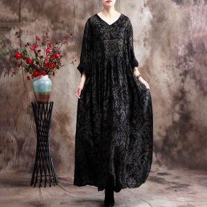 Over40 Style Glittering Elegant Dress Black Modest Church Dress
